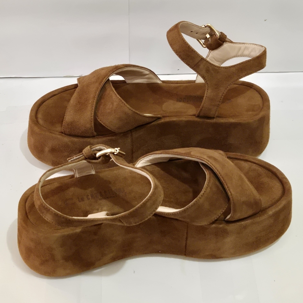 La Canadienne Kinsley Woman's Platform Sandals‎ Chestnut Brown Suede - Picture 5 of 8